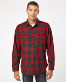 J. America - Snap Front Long Sleeve Plaid Flannel Shirt - 8219