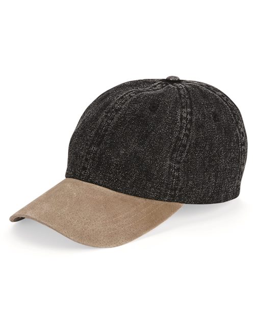 Mega Cap - Washed Denim With Suede Bill Cap - 7611