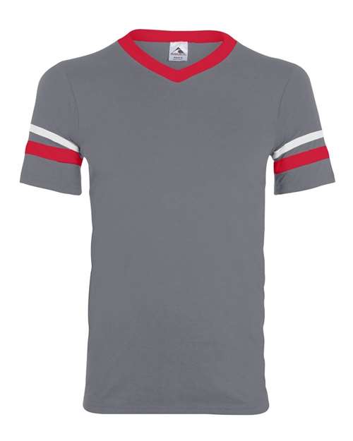 Augusta Sportswear - Youth V-Neck Jersey with Striped Sleeves - 361