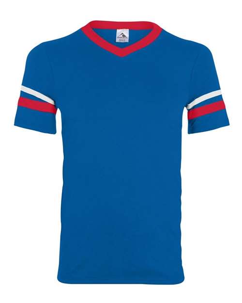 Augusta Sportswear - Youth V-Neck Jersey with Striped Sleeves - 361