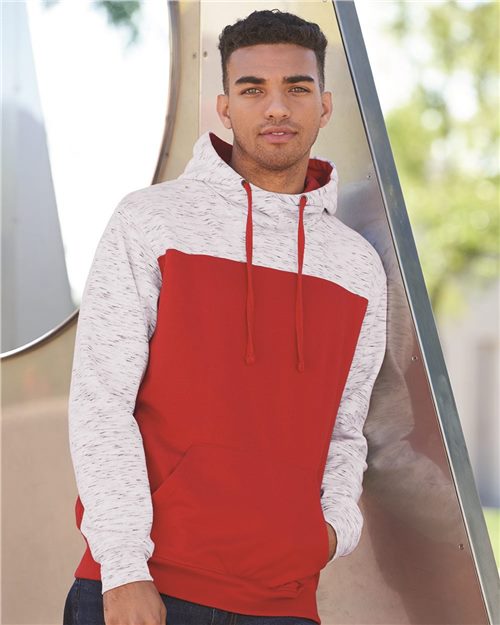 J. America - Mélange Fleece Colorblocked Hooded Sweatshirt - 8676