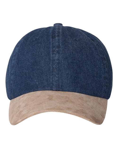 Mega Cap - Washed Denim With Suede Bill Cap - 7611