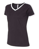 LAT - Women's Retro Ringer Fine Jersey V-Neck Tee - 3532