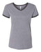 LAT - Women's Retro Ringer Fine Jersey V-Neck Tee - 3532