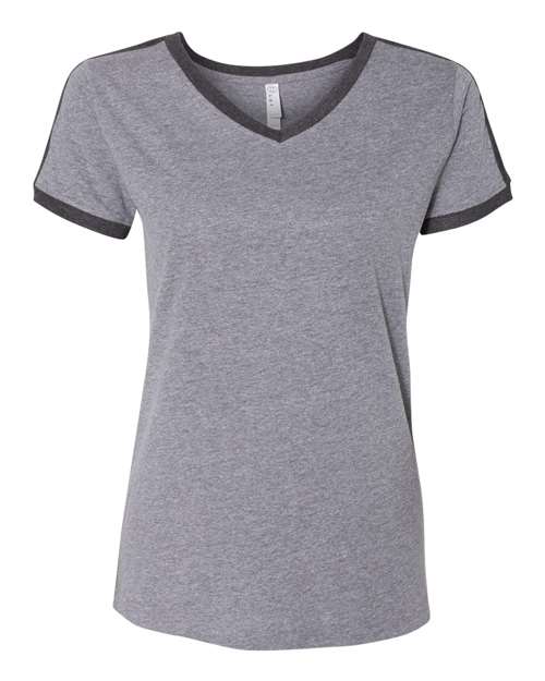 LAT - Women's Retro Ringer Fine Jersey V-Neck Tee - 3532