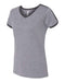 LAT - Women's Retro Ringer Fine Jersey V-Neck Tee - 3532