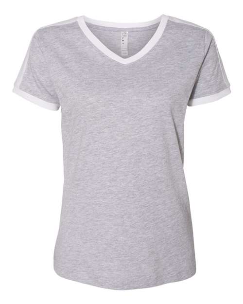 LAT - Women's Retro Ringer Fine Jersey V-Neck Tee - 3532