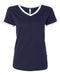 LAT - Women's Retro Ringer Fine Jersey V-Neck Tee - 3532