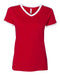 LAT - Women's Retro Ringer Fine Jersey V-Neck Tee - 3532