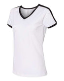 LAT - Women's Retro Ringer Fine Jersey V-Neck Tee - 3532