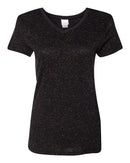 J. America - Women’s Glitter V-Neck Short Sleeve T-Shirt - 8136