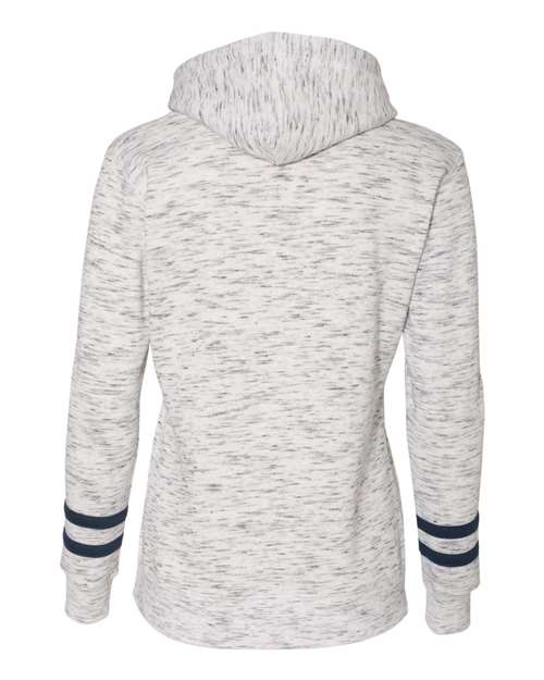 J. America - Women’s Mélange Fleece Striped-Sleeve Hooded Sweatshirt - 8674