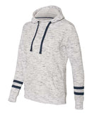 J. America - Women’s Mélange Fleece Striped-Sleeve Hooded Sweatshirt - 8674