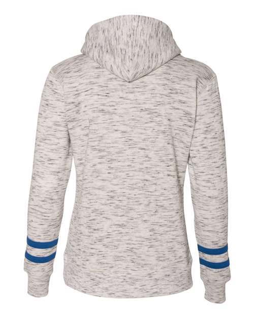 J. America - Women’s Mélange Fleece Striped-Sleeve Hooded Sweatshirt - 8674