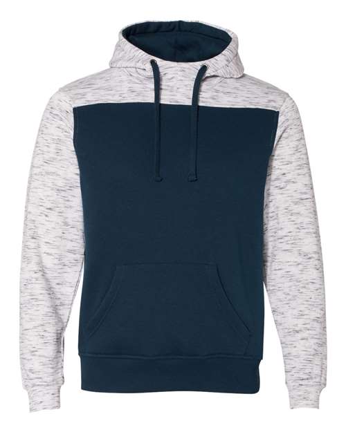 J. America - Mélange Fleece Colorblocked Hooded Sweatshirt - 8676