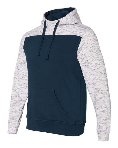 J. America - Mélange Fleece Colorblocked Hooded Sweatshirt - 8676