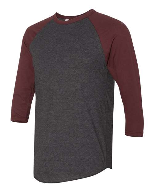 American Apparel - 50/50 Raglan Three-Quarter Sleeve Tee - BB453W