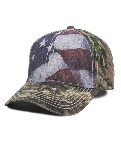 Outdoor Cap - Camo with Flag Sublimated Front Panels Cap - SUS100