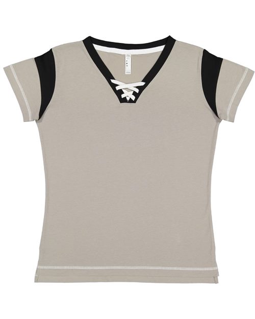 LAT - Women's Lace Up Fine Jersey Tee - 3533