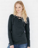 LAT - Women's Fine Jersey Lace-Up Long Sleeve T-Shirt - 3538