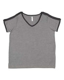 LAT - Women's Curvy Retro Ringer Premium Jersey V-Neck Tee - 3832