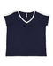 LAT - Women's Curvy Retro Ringer Premium Jersey V-Neck Tee - 3832