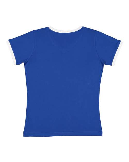 LAT - Women's Retro Ringer Fine Jersey V-Neck Tee - 3532