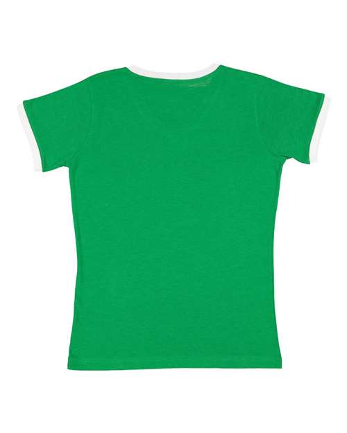 LAT - Women's Retro Ringer Fine Jersey V-Neck Tee - 3532