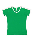 LAT - Women's Retro Ringer Fine Jersey V-Neck Tee - 3532