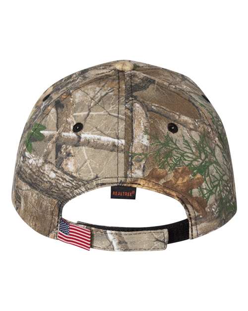 Outdoor Cap - Camo with Flag Sandwich Visor Cap - USA350