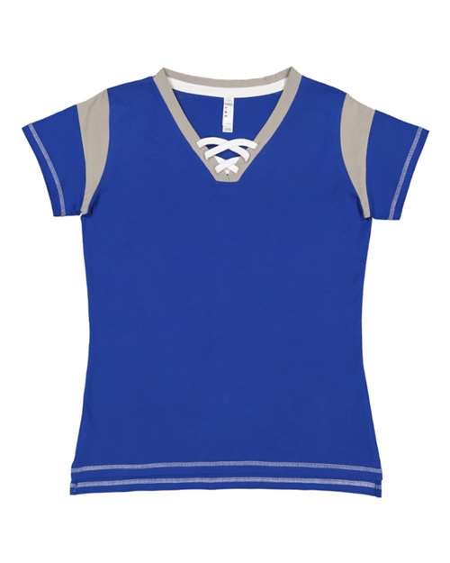 LAT - Women's Lace Up Fine Jersey Tee - 3533