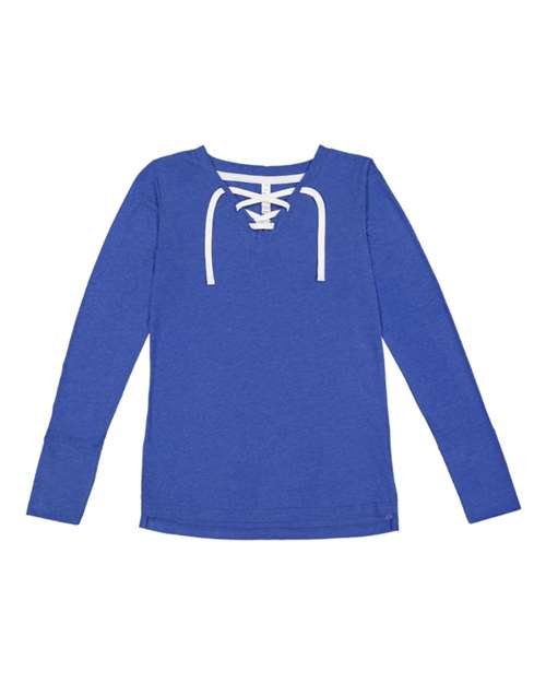 LAT - Women's Fine Jersey Lace-Up Long Sleeve T-Shirt - 3538