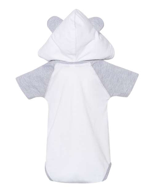 Rabbit Skins - Fine Jersey Infant Short Sleeve Raglan Bodysuit with Hood & Ears - 4417