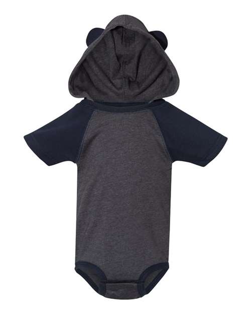 Rabbit Skins - Fine Jersey Infant Short Sleeve Raglan Bodysuit with Hood & Ears - 4417