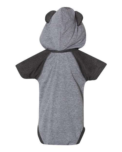 Rabbit Skins - Fine Jersey Infant Short Sleeve Raglan Bodysuit with Hood & Ears - 4417