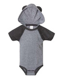 Rabbit Skins - Fine Jersey Infant Short Sleeve Raglan Bodysuit with Hood & Ears - 4417