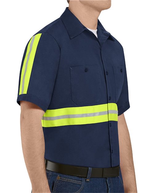 Red Kap - Enhanced Visibility Short Sleeve Cotton Work Shirt Long Sizes - SC40EL