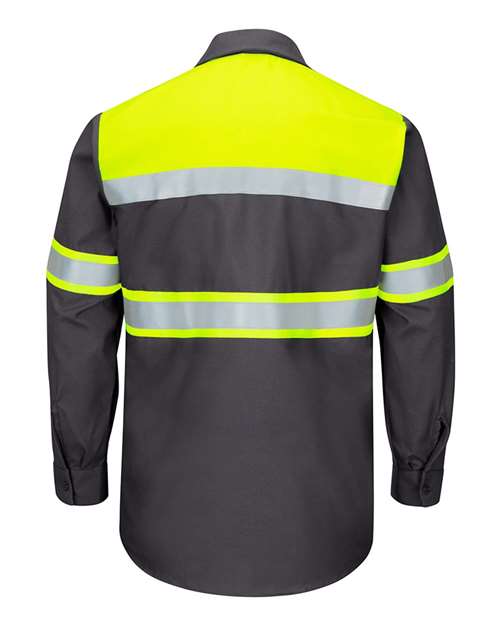 Red Kap - Hi-Visibility Colorblock Ripstop Long Sleeve Work Shirt - TALL - SY70L