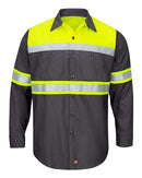 Red Kap - Hi-Visibility Colorblock Ripstop Long Sleeve Work Shirt - TALL - SY70L