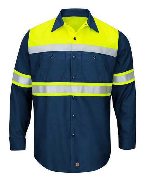 Red Kap - Hi-Visibility Colorblock Ripstop Long Sleeve Work Shirt - TALL - SY70L