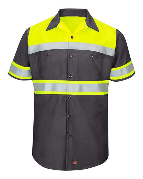 Red Kap - Hi-Visibility Colorblock Ripstop Short Sleeve Work Shirt - SY80