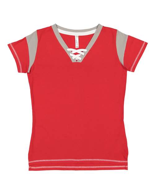 LAT - Women's Lace Up Fine Jersey Tee - 3533