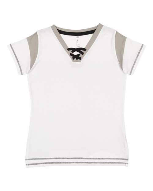 LAT - Women's Lace Up Fine Jersey Tee - 3533