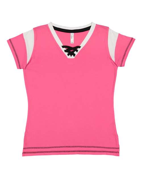 LAT - Women's Lace Up Fine Jersey Tee - 3533