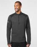 Adidas - Heathered Quarter Zip Pullover with Colorblocked Shoulders - A463