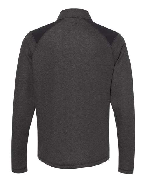 Adidas - Heathered Quarter Zip Pullover with Colorblocked Shoulders - A463