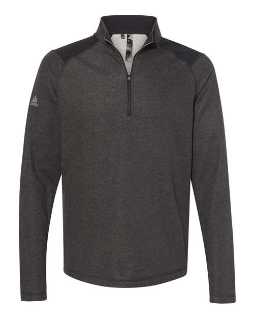 Adidas - Heathered Quarter Zip Pullover with Colorblocked Shoulders - A463