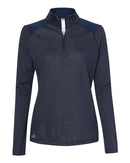 Adidas - Women's Heathered Quarter Zip Pullover with Colorblocked Shoulders - A464