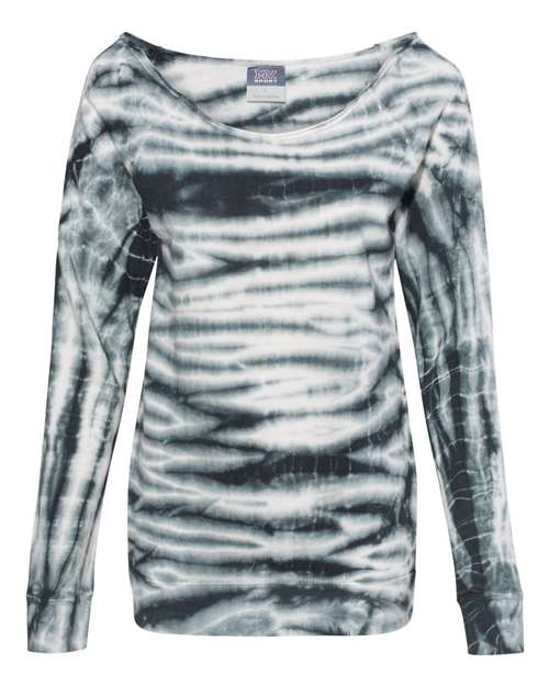 MV Sport - Women's French Terry Off-the-Shoulder Tie-Dyed Sweatshirt - W20173