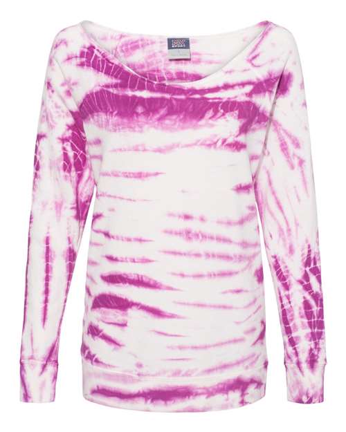 MV Sport - Women's French Terry Off-the-Shoulder Tie-Dyed Sweatshirt - W20173